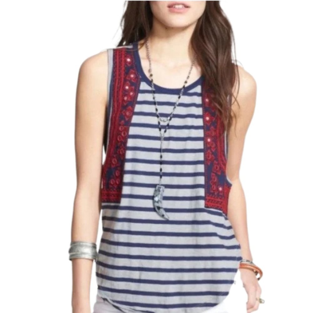 Free People Embroidered Sleeveless Top s